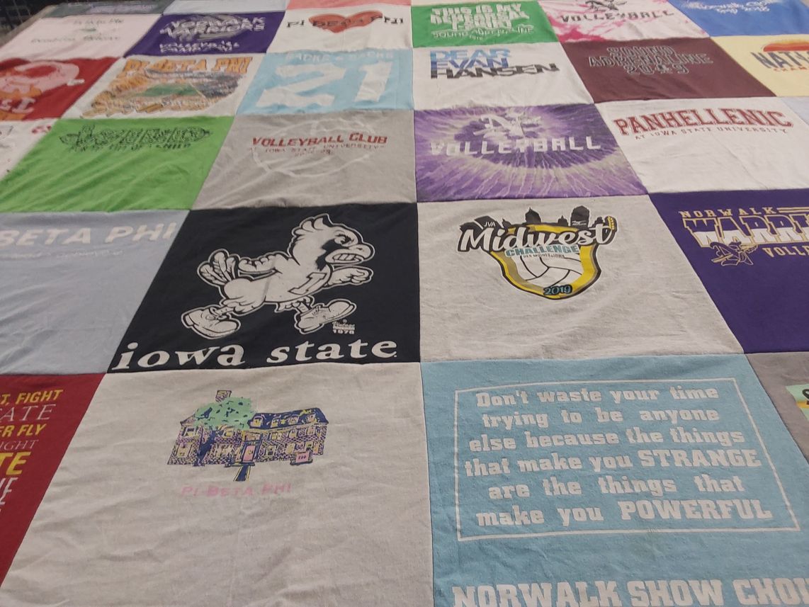 T-shirt quilt from iowa state university by Kimberly from IA