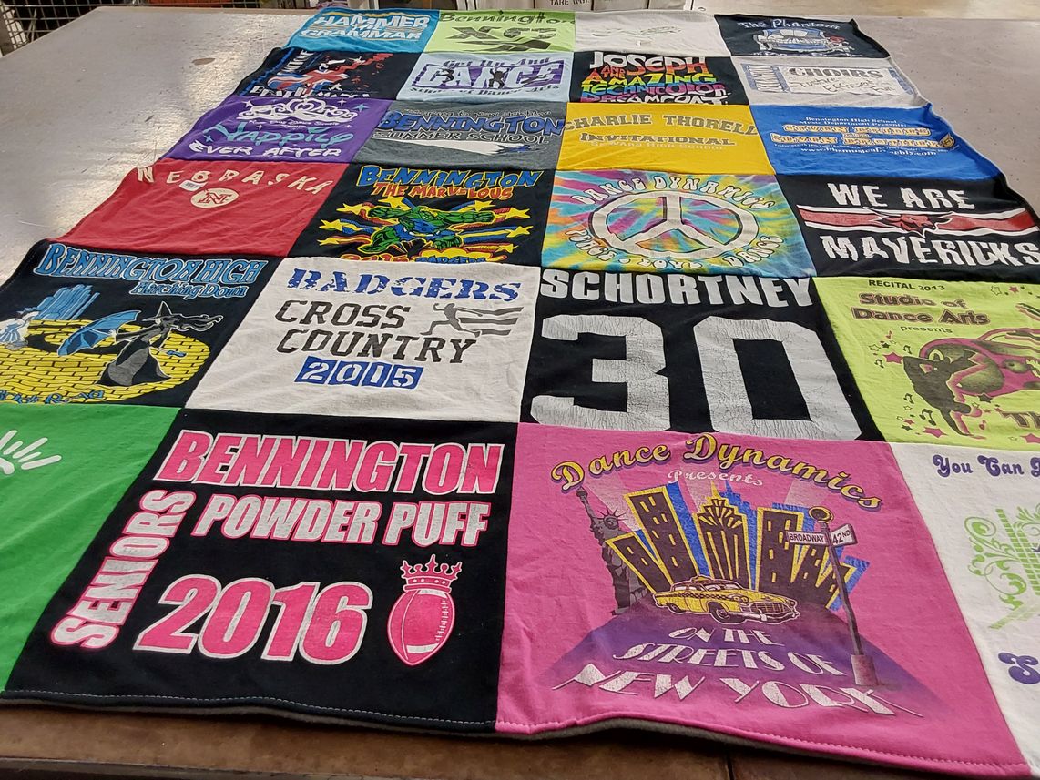 T-shirt quilt featuring bennington badgers by Joe from NE