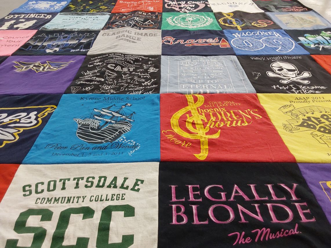 T-shirt quilt from scottsdale community college, kyrene middle school by Rebecca from AZ