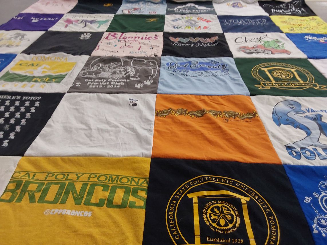 T-shirt quilt featuring california state polytechnic university pomona broncos by Elyse from CA