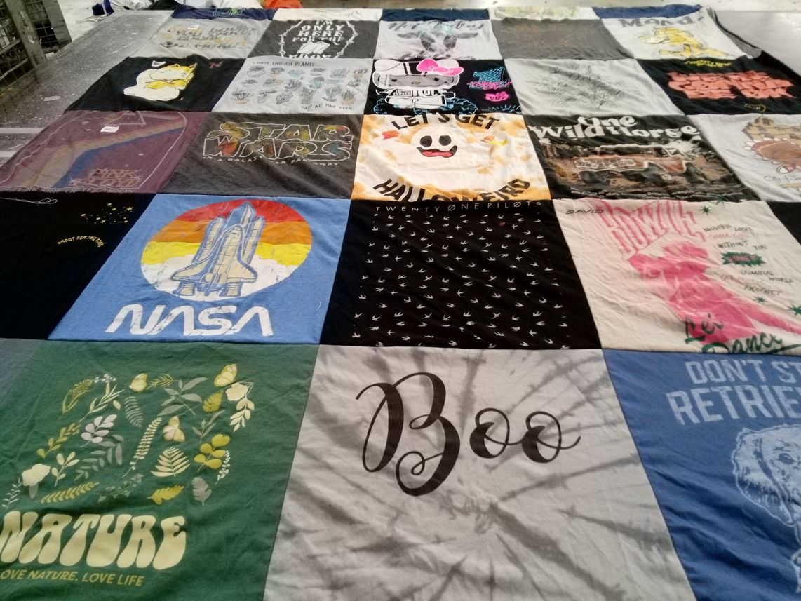 T-shirt quilt with space, science themes by Tori from CA