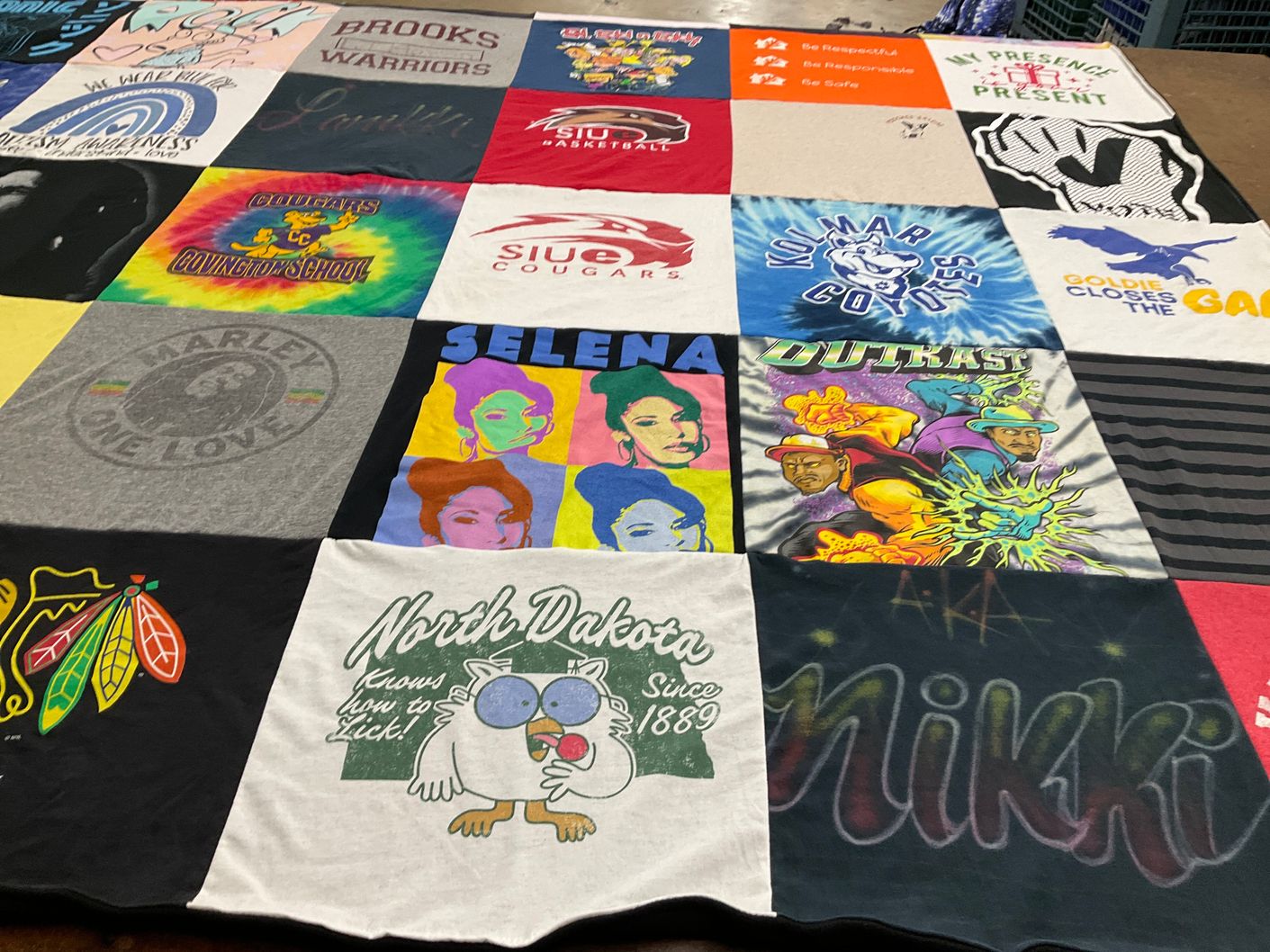 T-shirt quilt featuring southern illinois university edwardsville cougars by Lanikki from IL