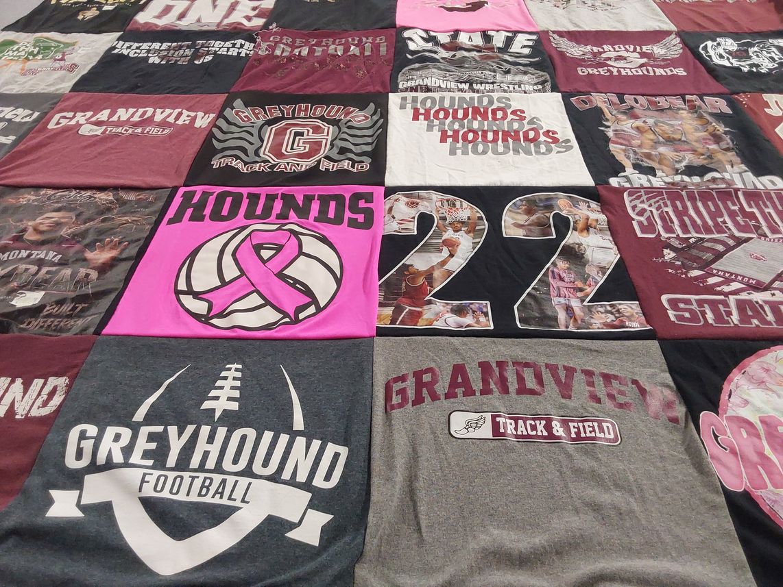 T-shirt quilt featuring greyhound football team by Orejeona from WA