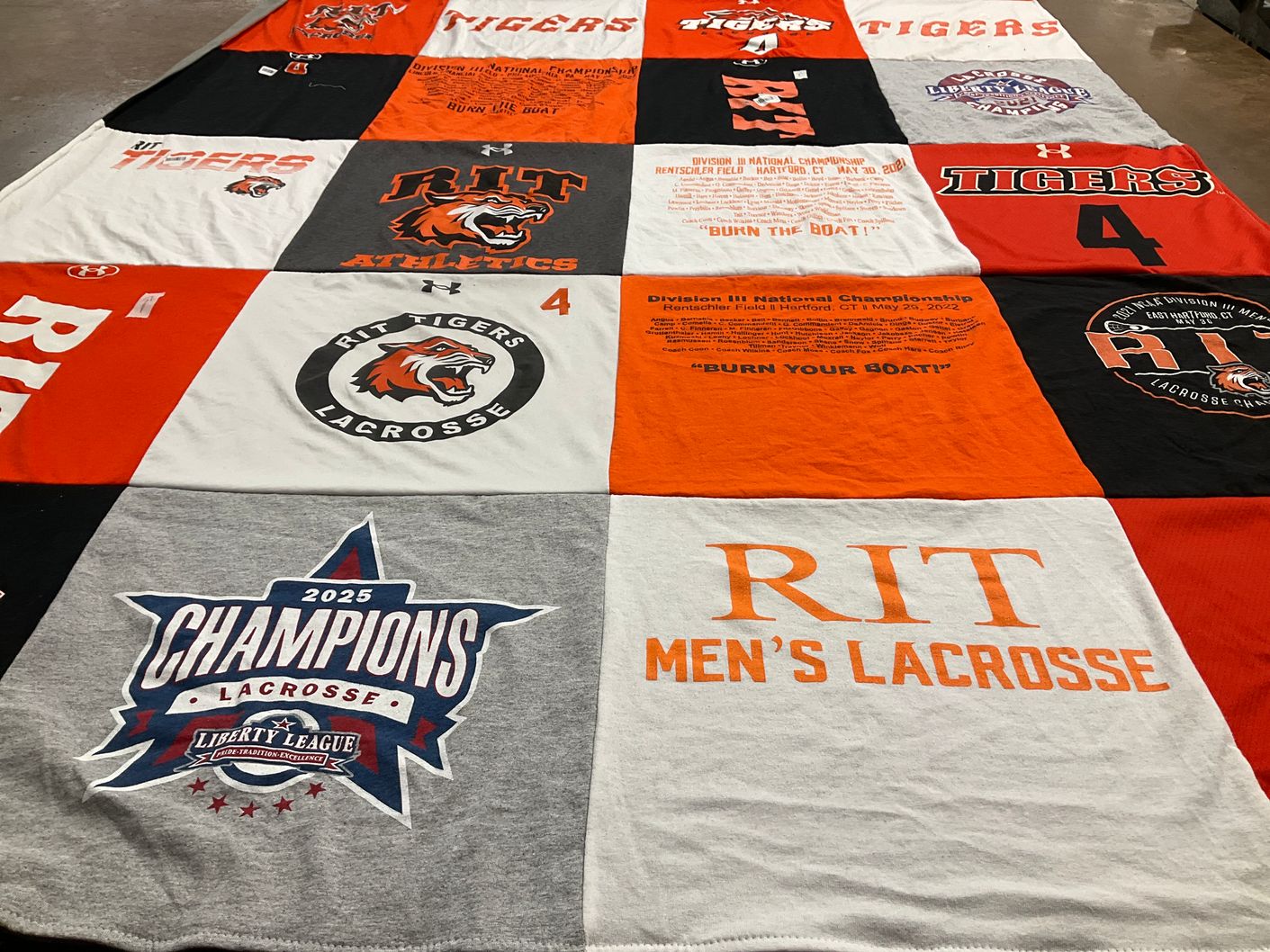 T-shirt quilt featuring rochester institute of technology men's lacrosse by lisa from MA