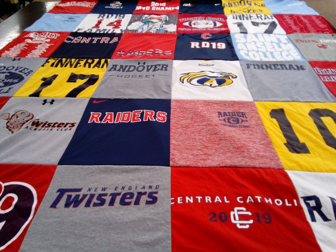 T-shirt quilt featuring new england twisters, andover hockey by lisa from MA
