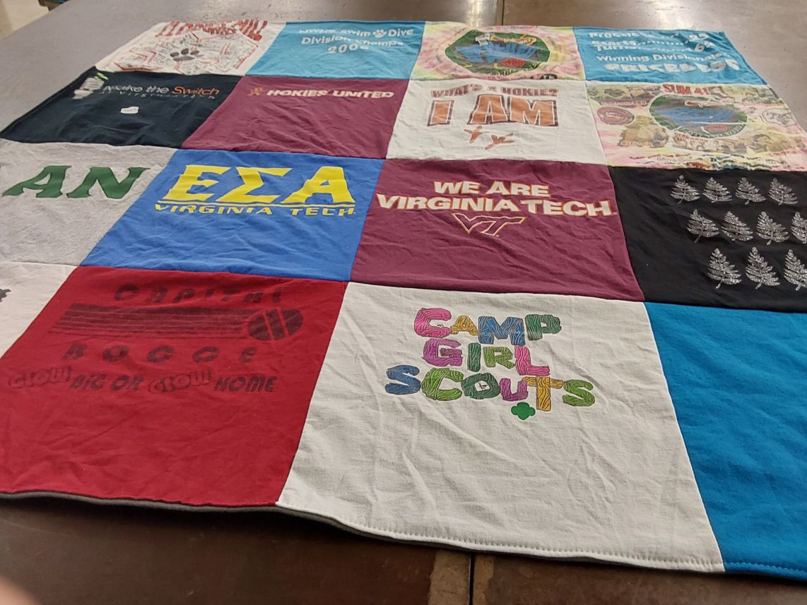 T-shirt quilt from virginia tech by Stephanie from MD