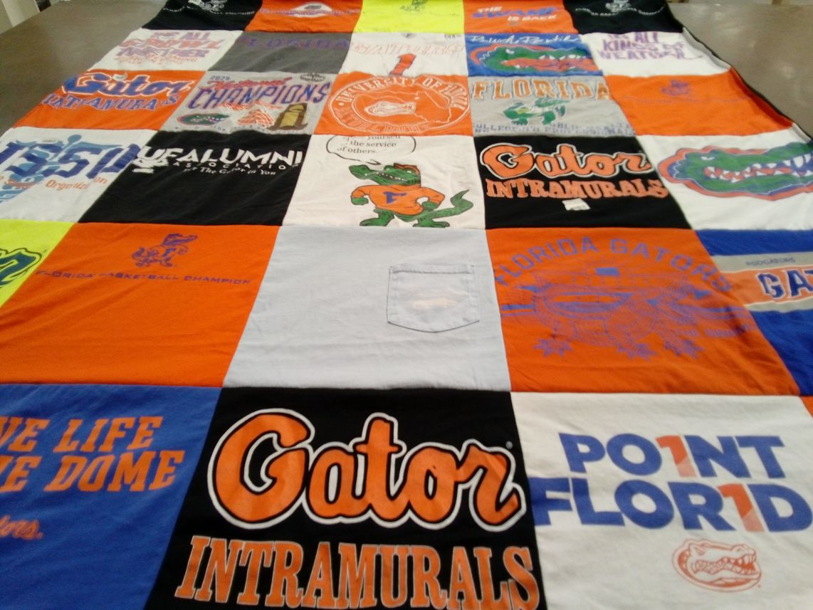 T-shirt quilt featuring florida gators by Beth from FL