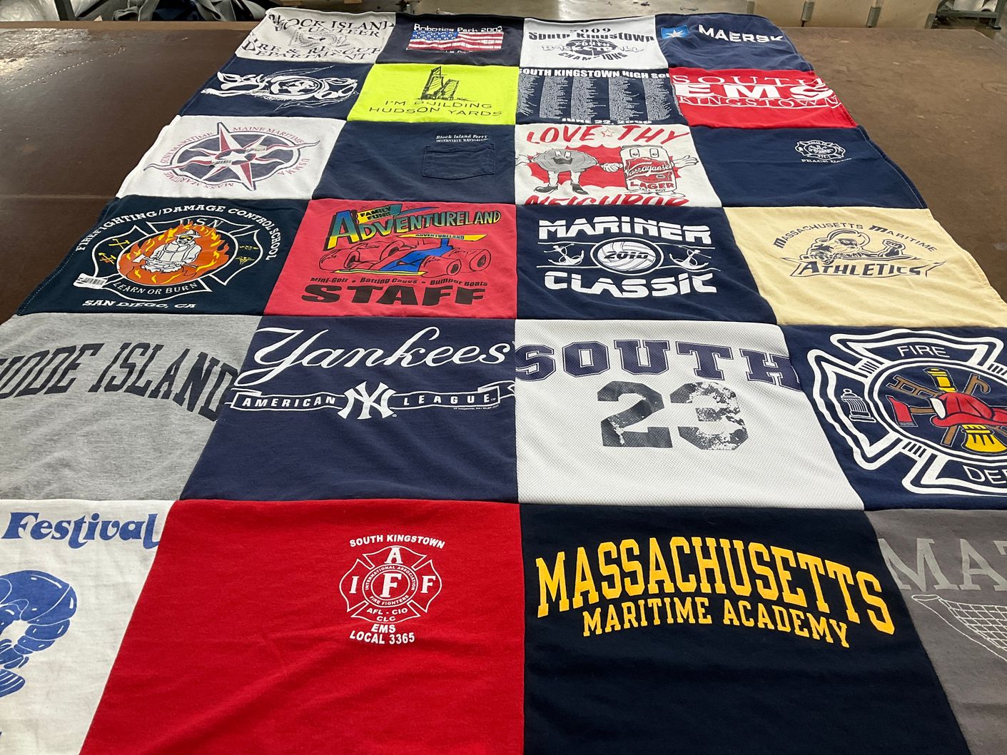 T-shirt quilt from massachusetts maritime academy, south kingstown high school by Jacqueline from RI