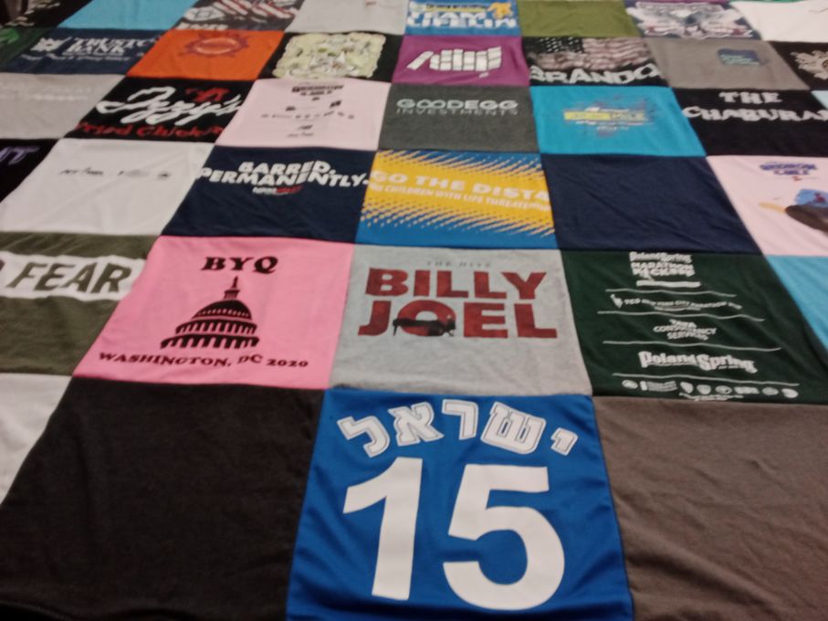 T-shirt quilt with music, events themes by Jodi from NY
