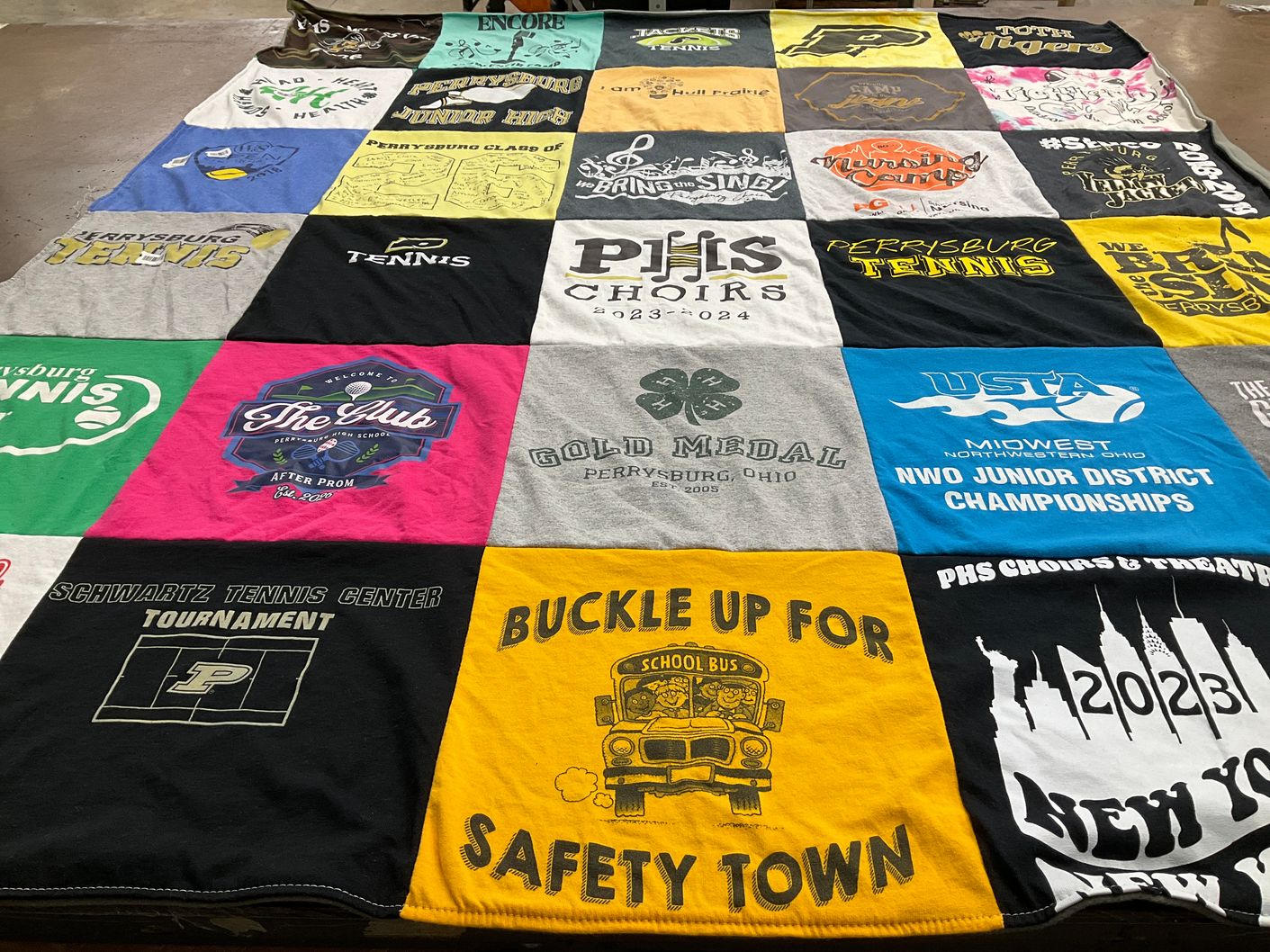 T-shirt quilt featuring perrysburg high school tennis by Joely from OH