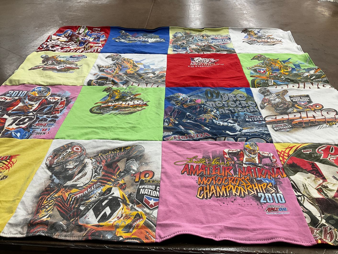T-shirt quilt with motocross, racing themes by April from WA