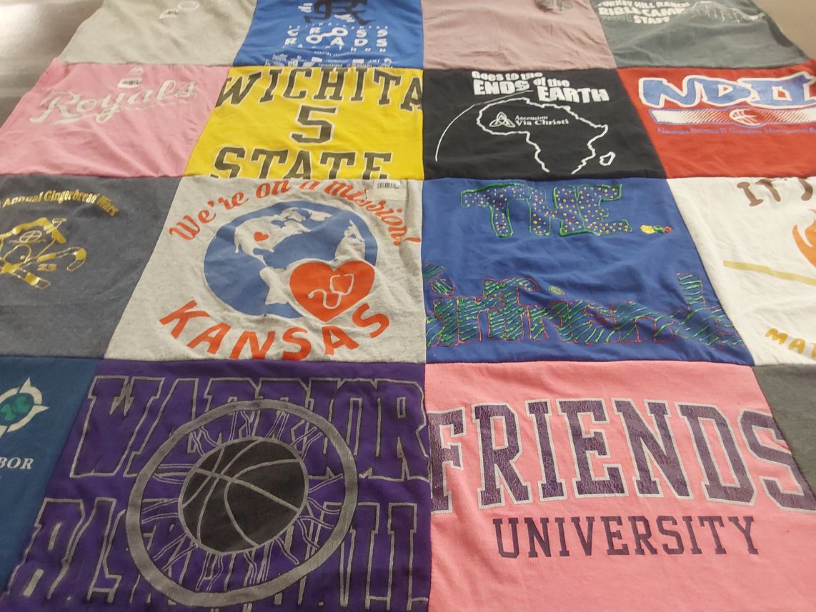 T-shirt quilt featuring wichita state university by Rebekah from KS