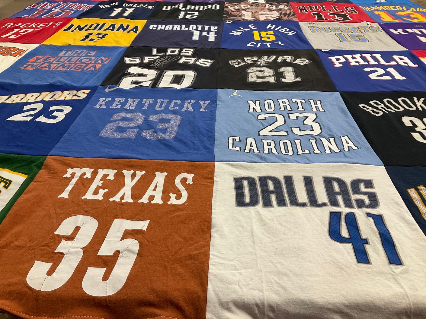 T-shirt quilt featuring san antonio spurs, golden state warriors by Paris from TX