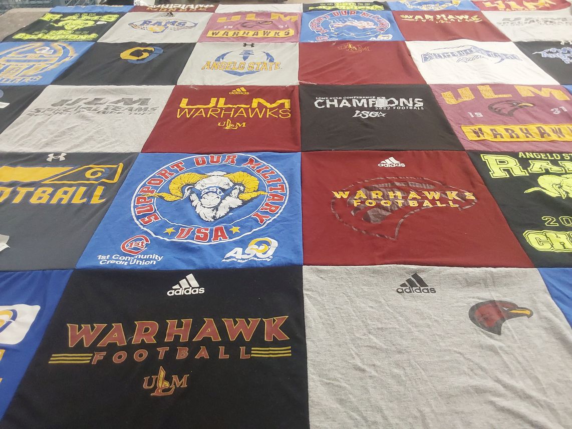 T-shirt quilt featuring warhawks football, angelo state raiders by LORI from TX