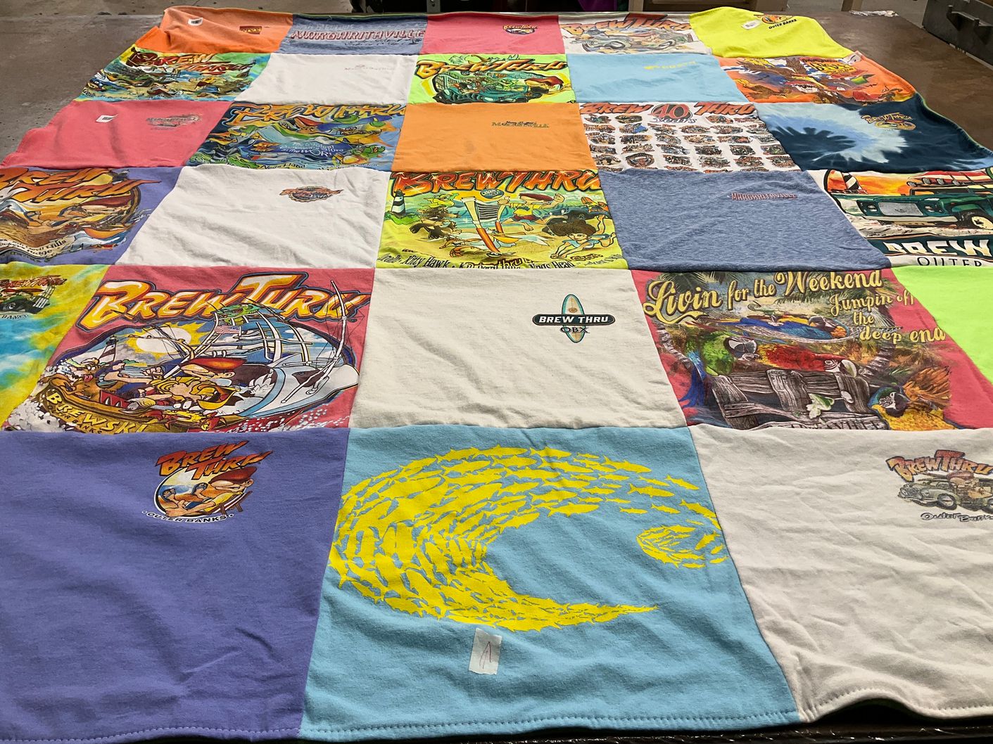 T-shirt quilt with outdoor, boating themes by Belinda from VA
