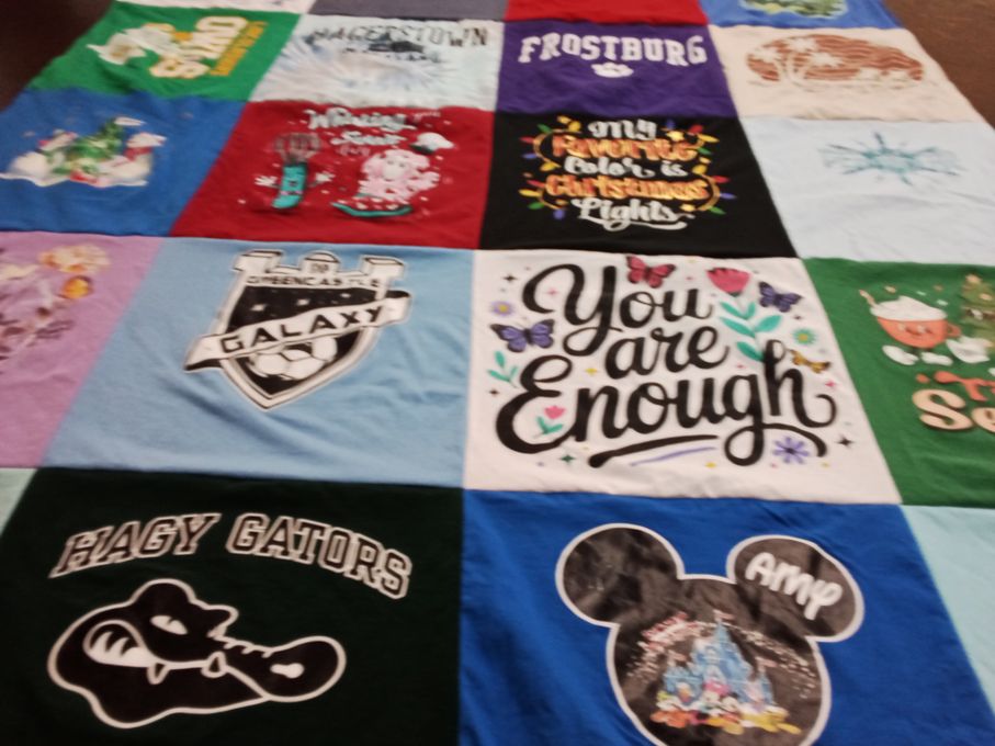T-shirt quilt featuring frostburg state university soccer team, hagy gators by Amy from MD