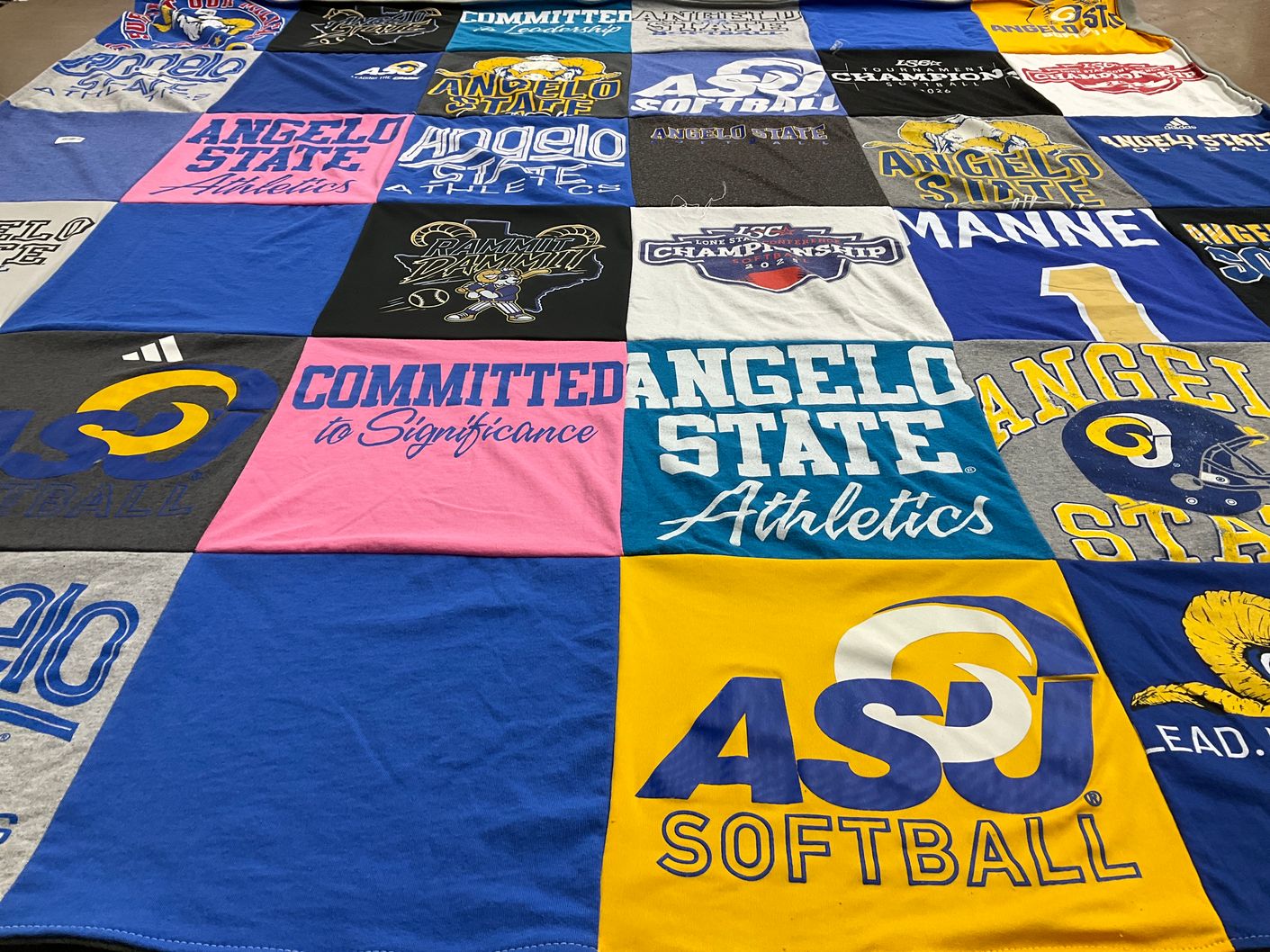T-shirt quilt featuring angelo state softball by LORI from TX