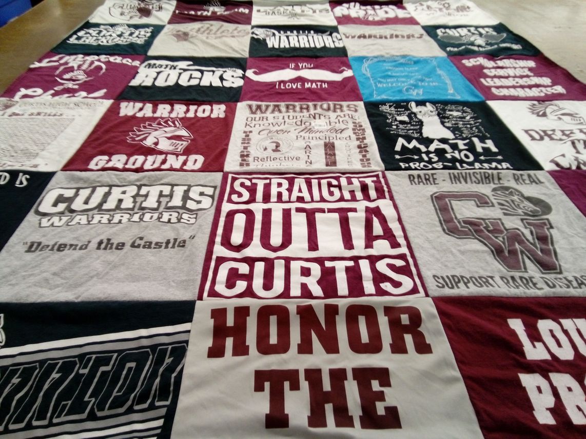T-shirt quilt featuring curtis warriors by Suzanne from NY