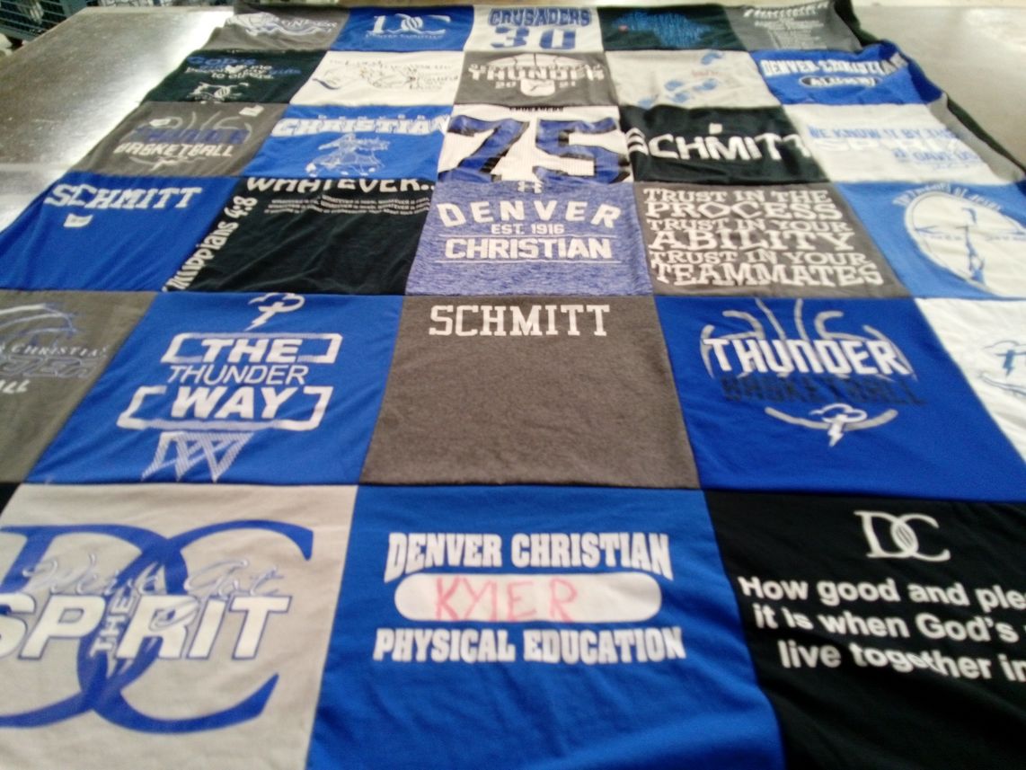 T-shirt quilt featuring thunder basketball by Cheryl from CO