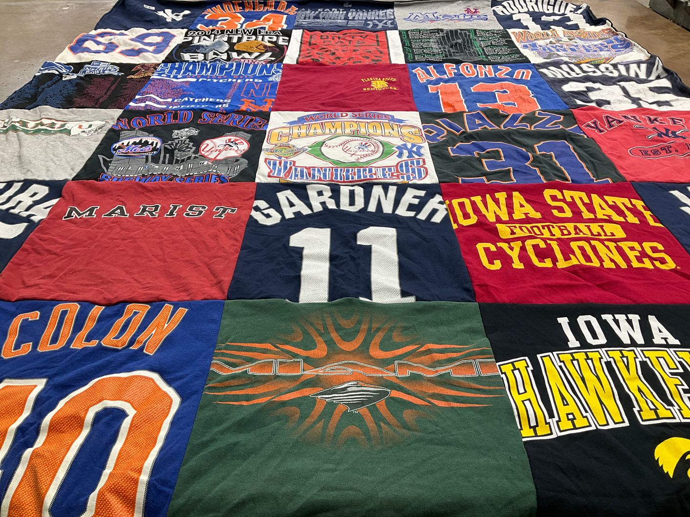 T-shirt quilt featuring iowa state cyclones, iowa hawkeyes by Danielle from NY