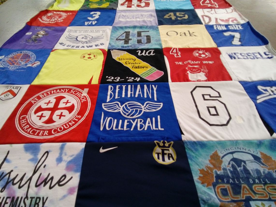 T-shirt quilt featuring bethany volleyball, cincinnati fall ball by Elise from OH
