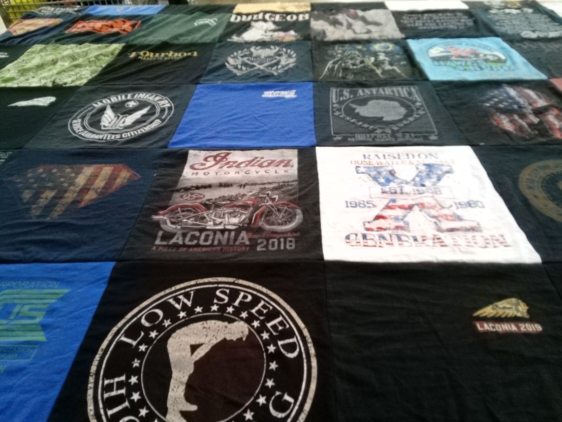 T-shirt quilt with motorcycles, history themes by CLINT from GA