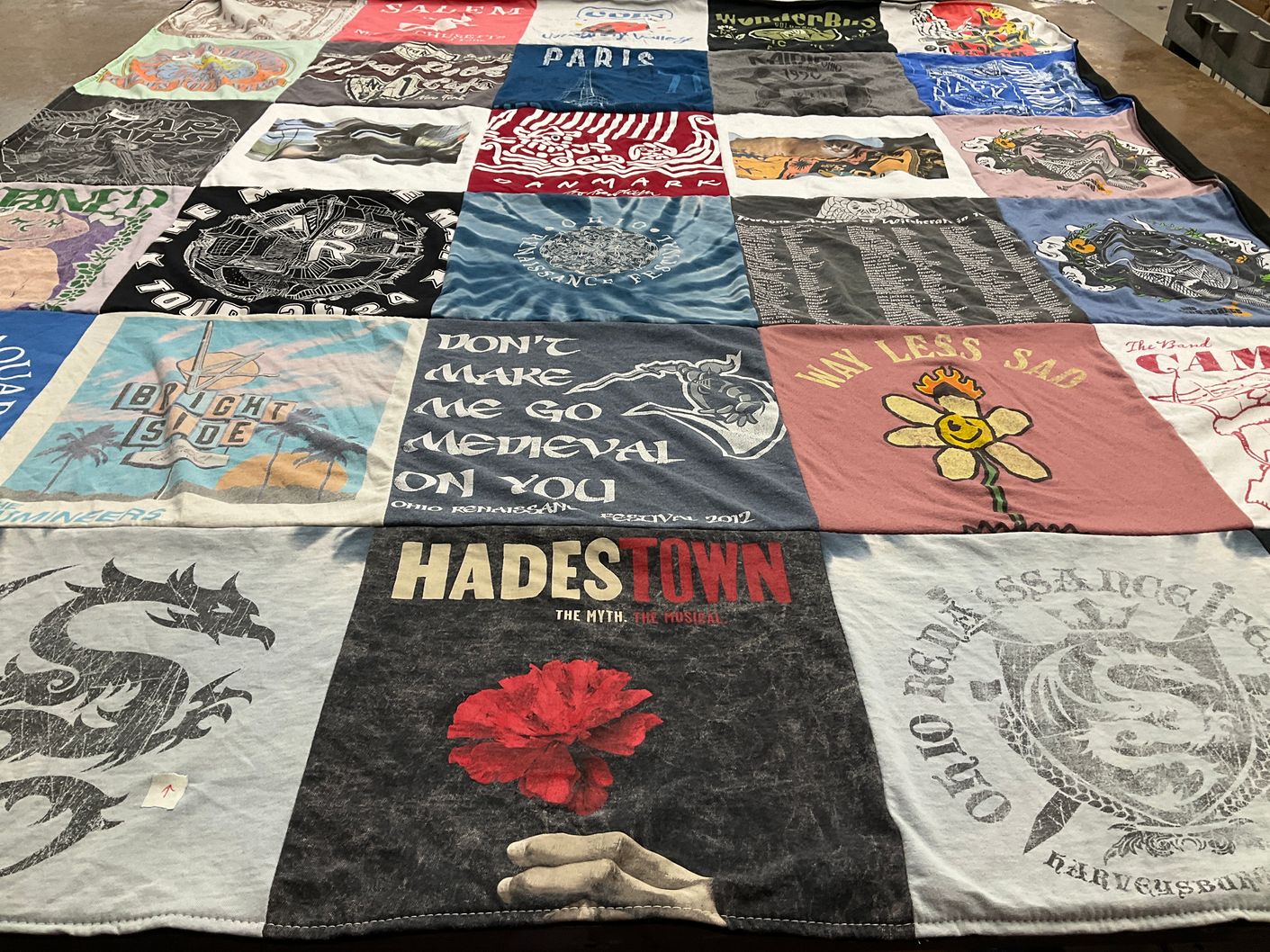 T-shirt quilt with theater, music themes by Kimberly from WV