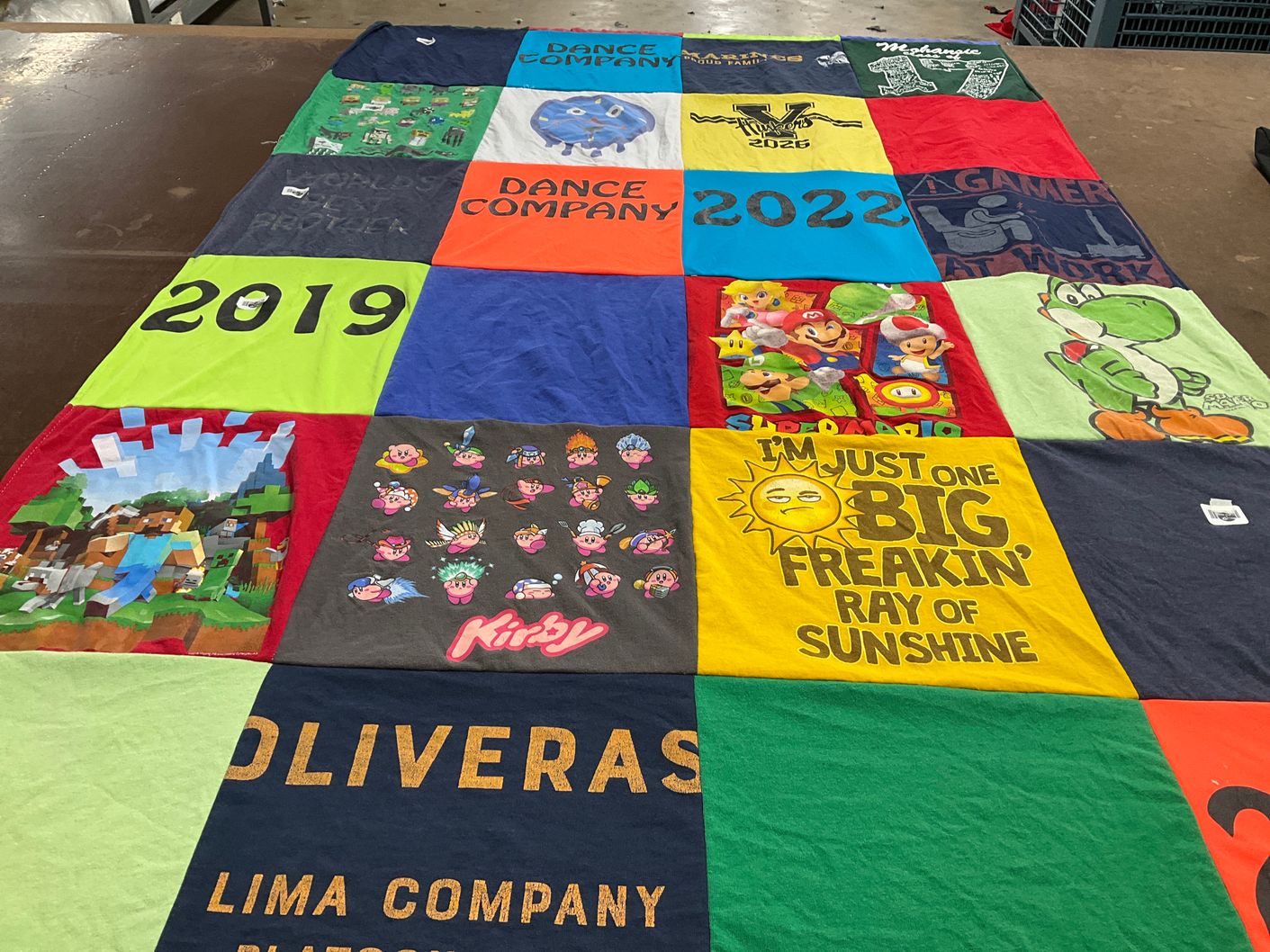 T-shirt quilt with gaming, dance themes by Yahaira from NY