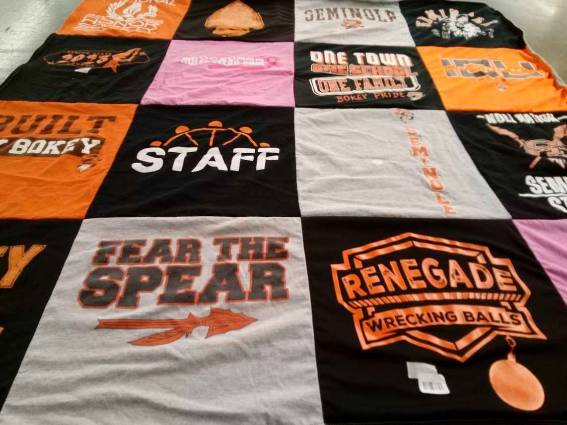 T-shirt quilt featuring renegade wrecking balls by Robert from FL