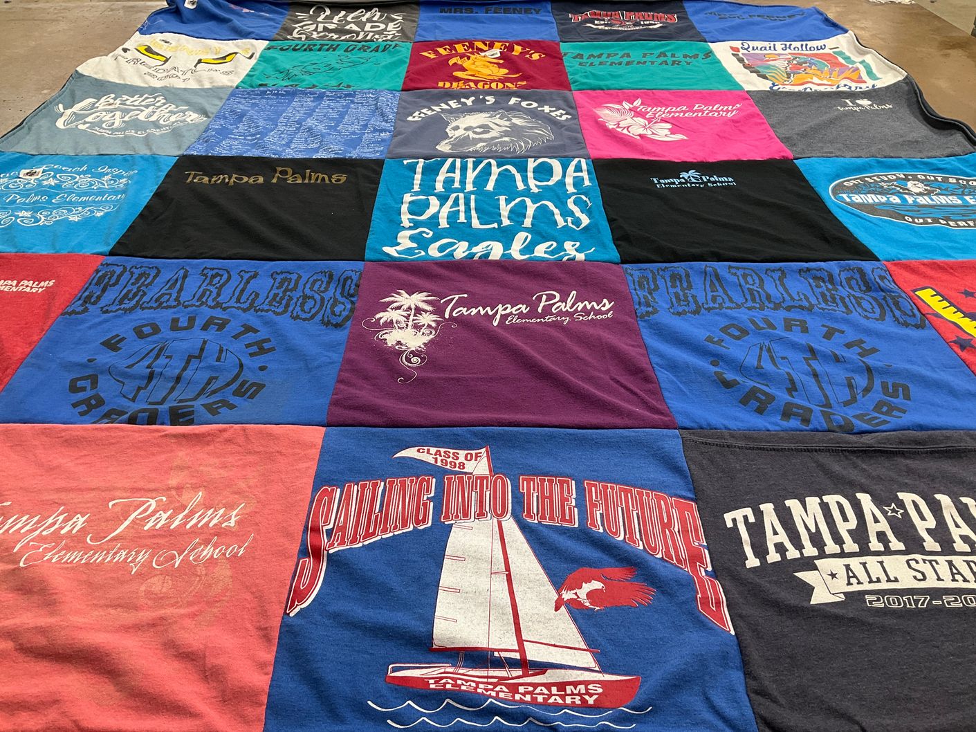 T-shirt quilt from tampa palms elementary school by Stephanie from FL