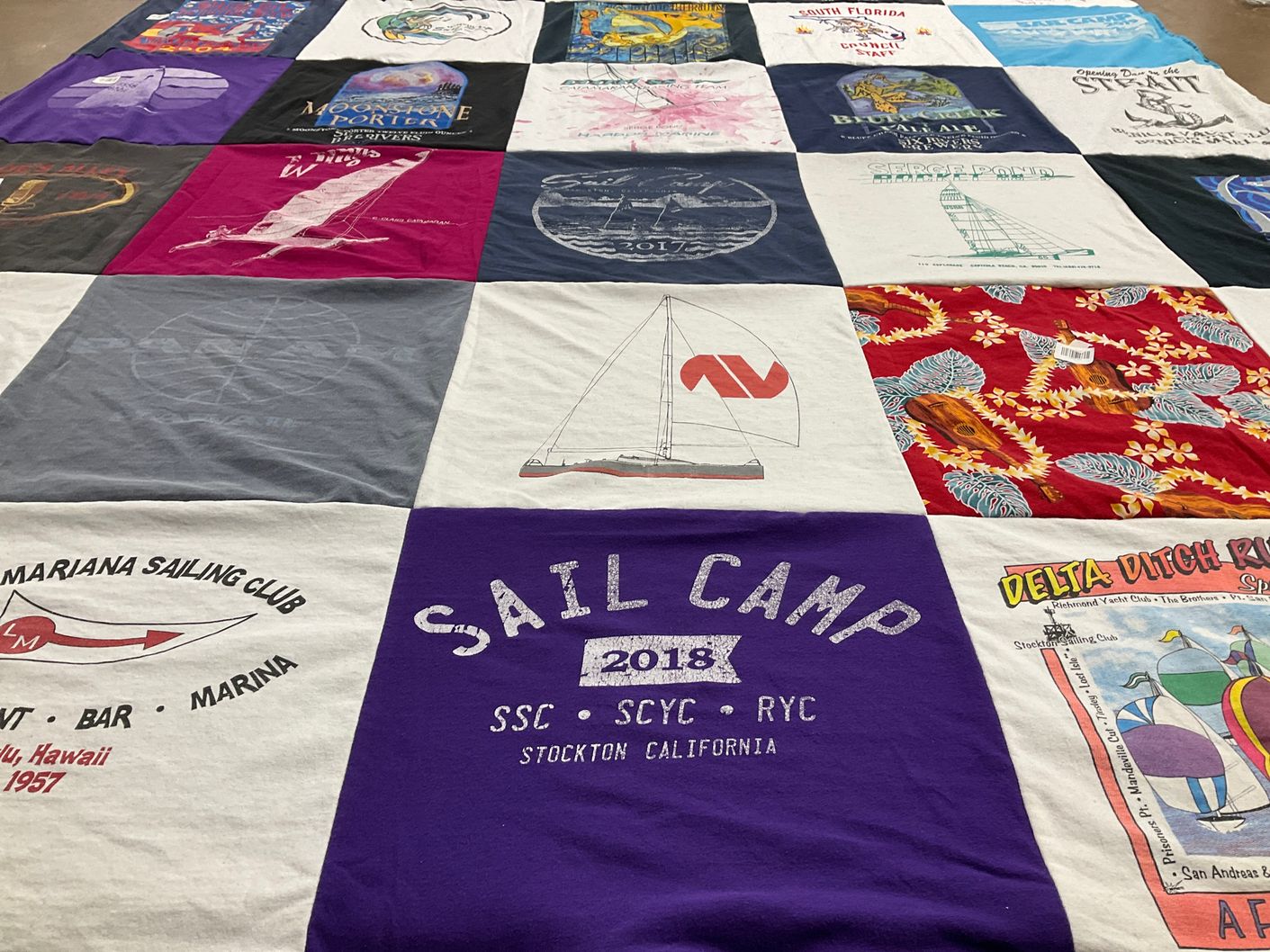 T-shirt quilt with sailing themes by serge from CA