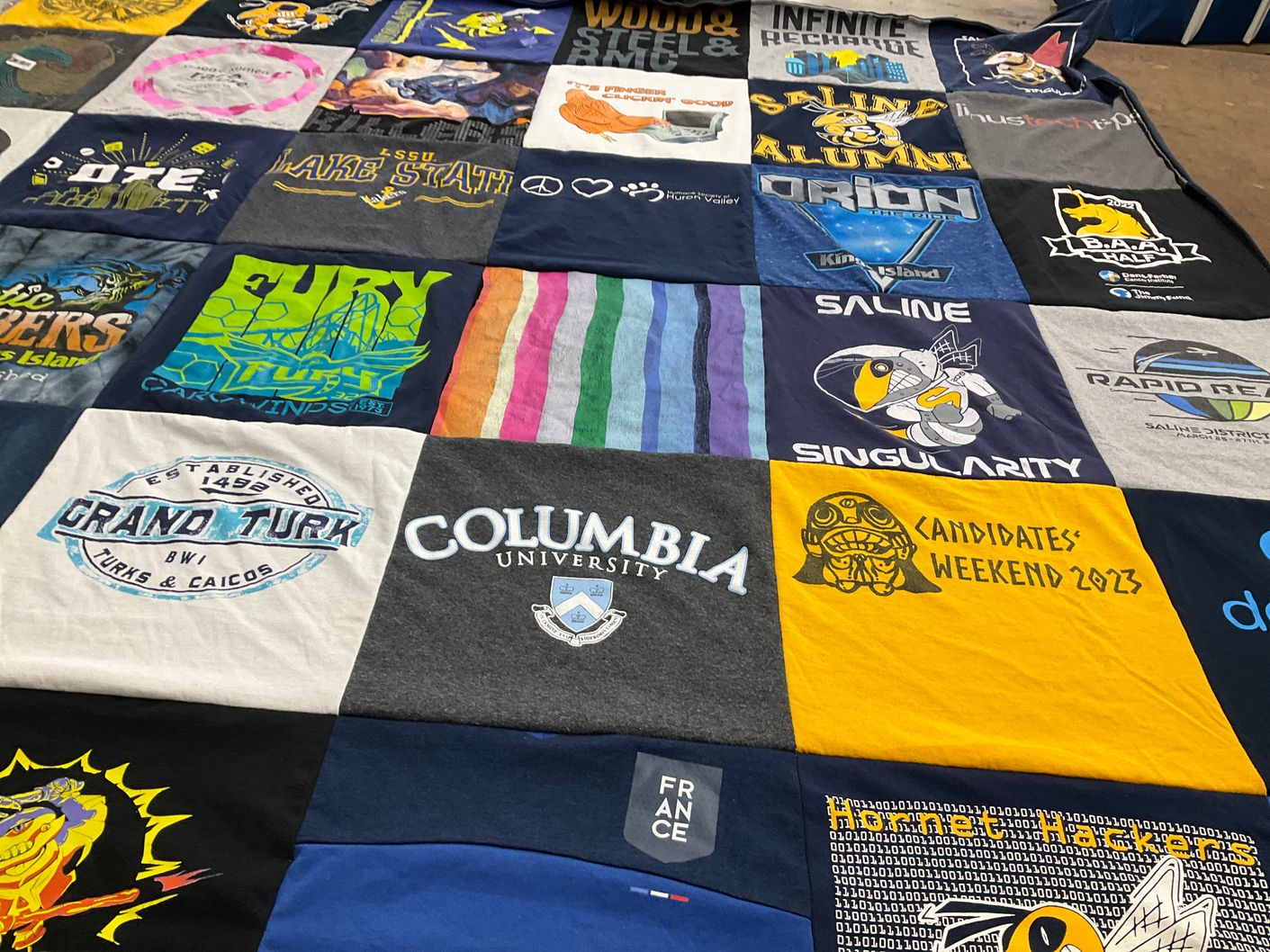 T-shirt quilt from columbia university, lake state university by Carter from MA