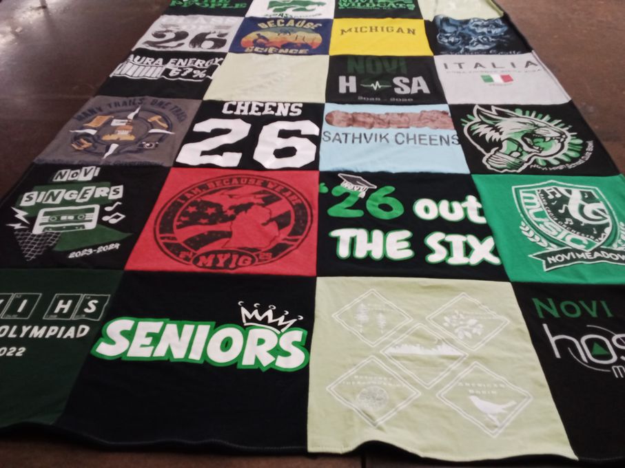 T-shirt quilt from novi high school by Ramya from MI