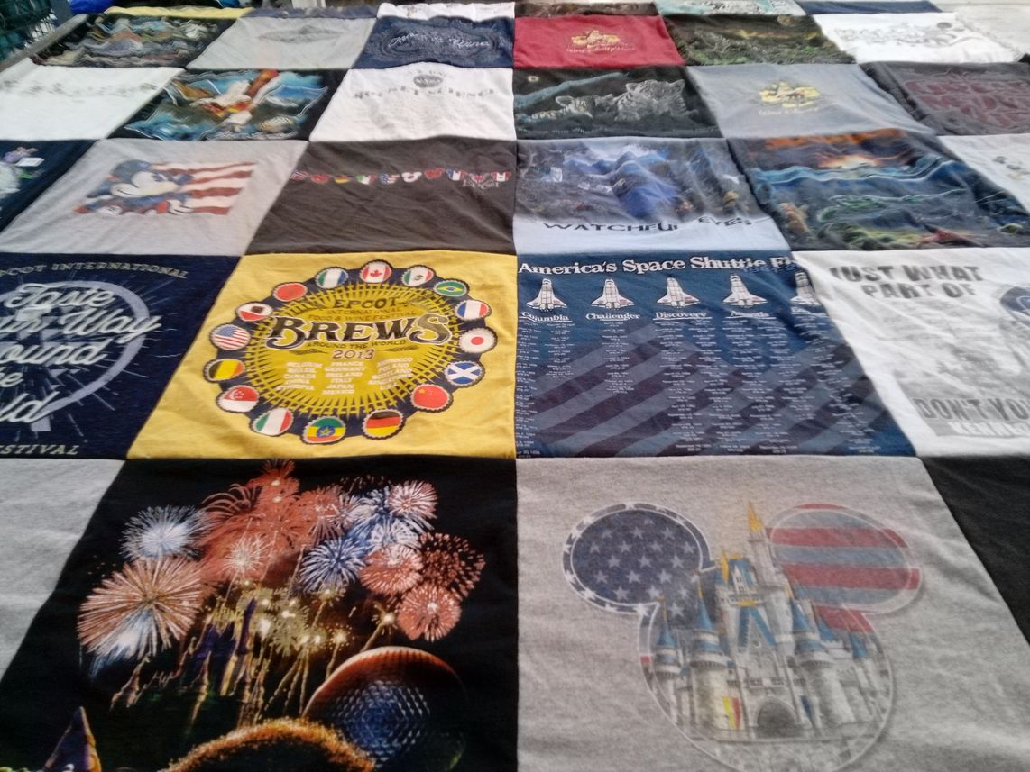 T-shirt quilt with theme parks, fireworks themes by Christine from FL