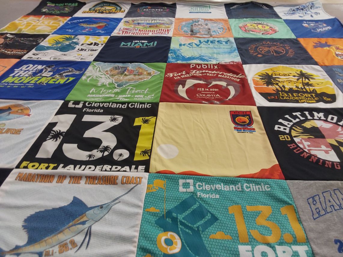 T-shirt quilt with running, marathons themes by mike from FL