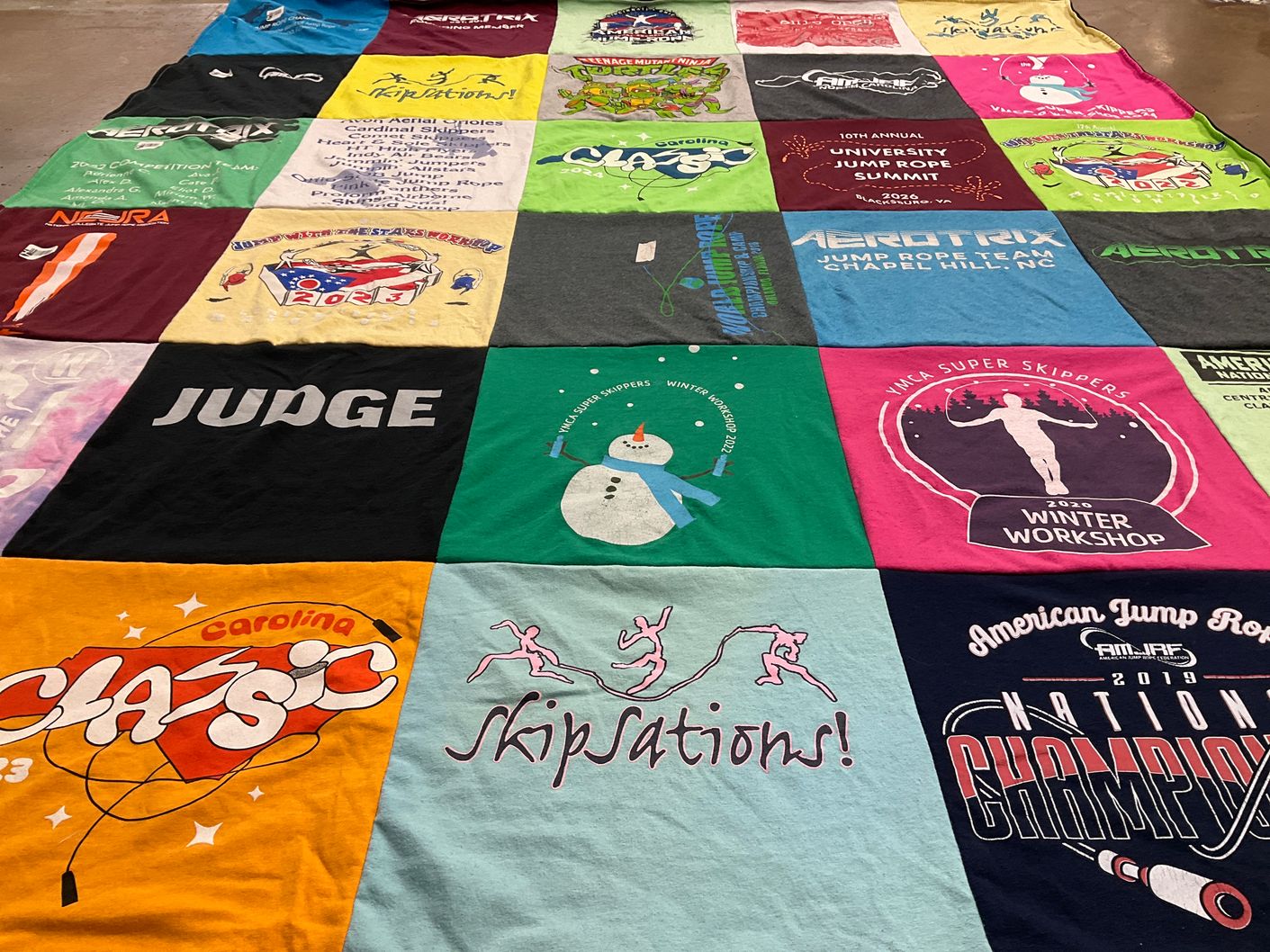 T-shirt quilt featuring aero trix, nika super skippers by Jennifer from NC