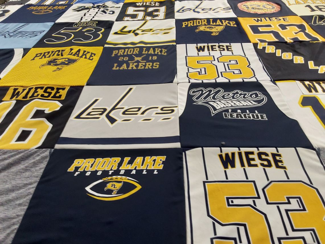 T-shirt quilt featuring prior lake lakers by Cara from MN