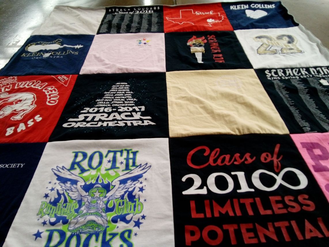 T-shirt quilt featuring strack orchestras by Isabel from TX