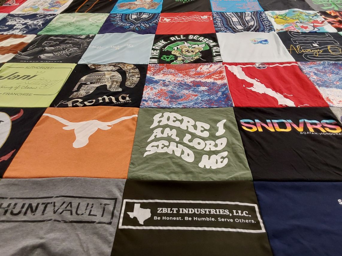 T-shirt quilt featuring university of texas longhorns by Lauren from TX