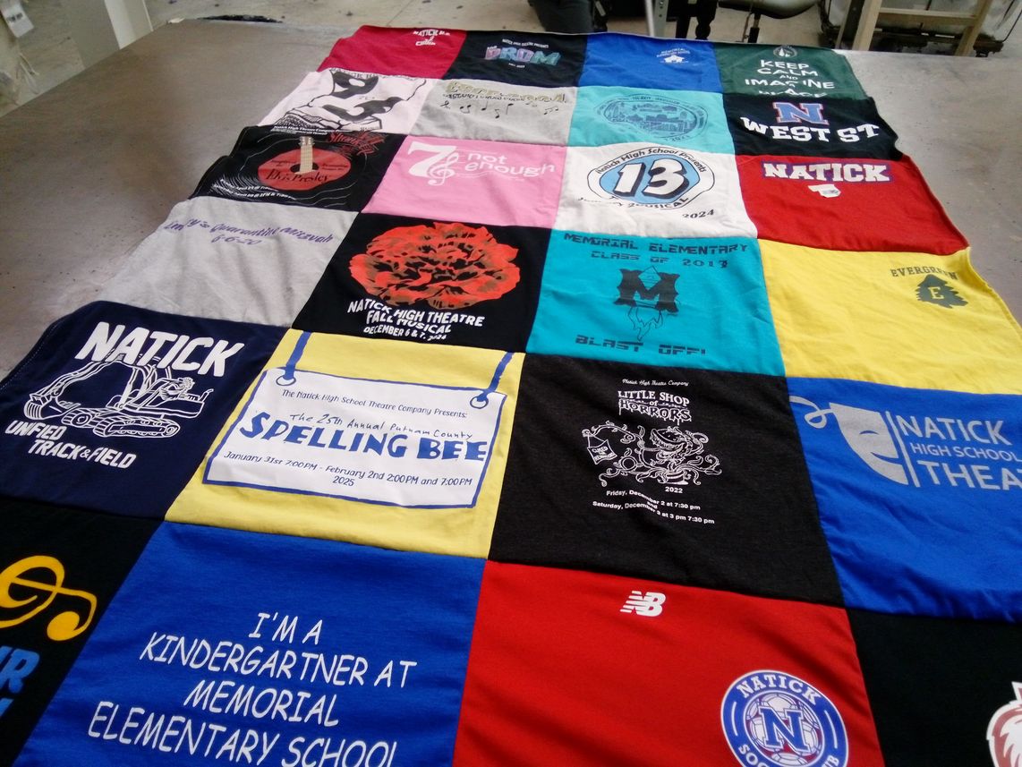 T-shirt quilt featuring natick track and field, natick soccer team by Shari from MA