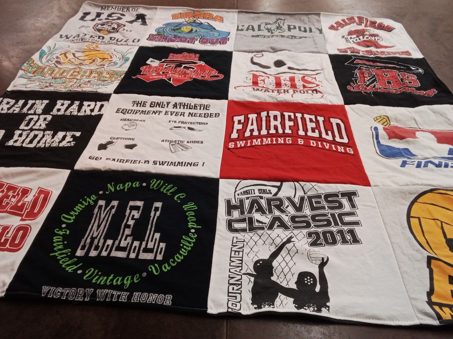 T-shirt quilt featuring fairfield falcons by Morgan from CA