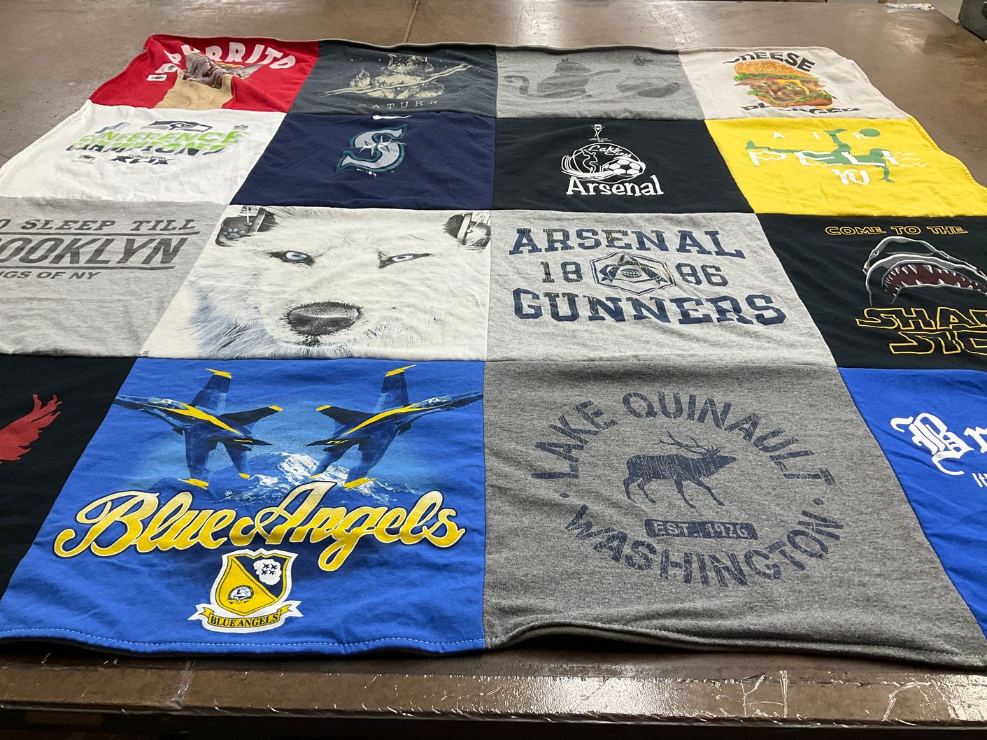 T-shirt quilt featuring seattle seahawks, seattle mariners by Jennifer from WA