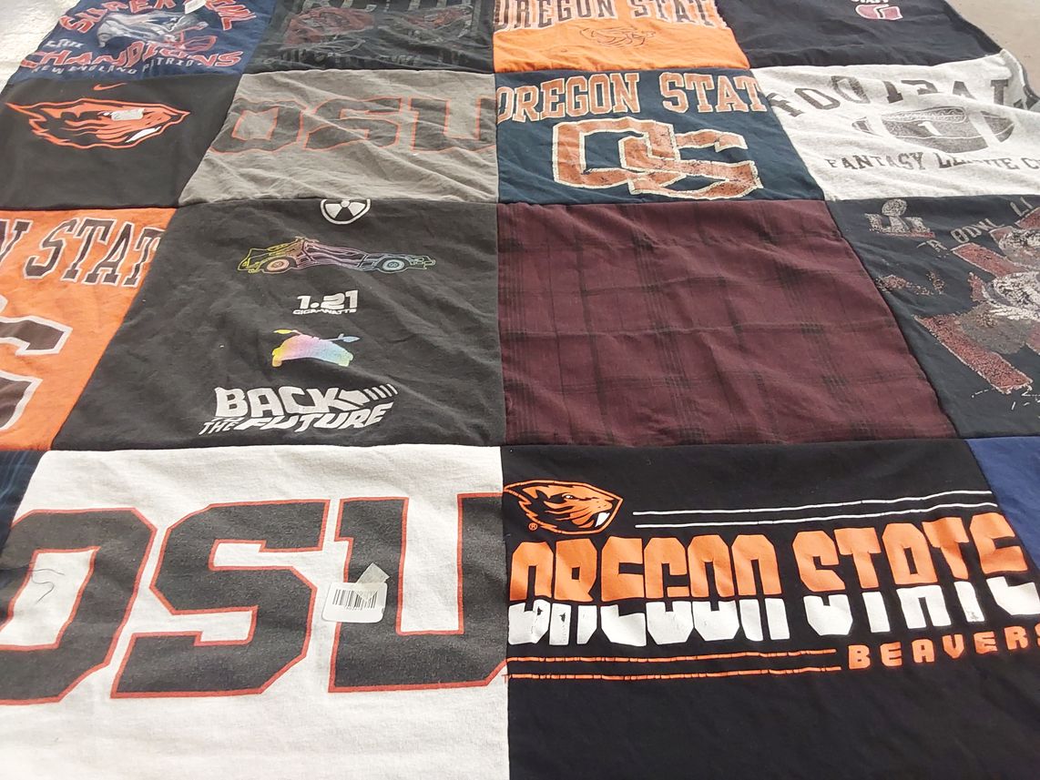 T-shirt quilt featuring oregon state university beavers by Cindy from OR