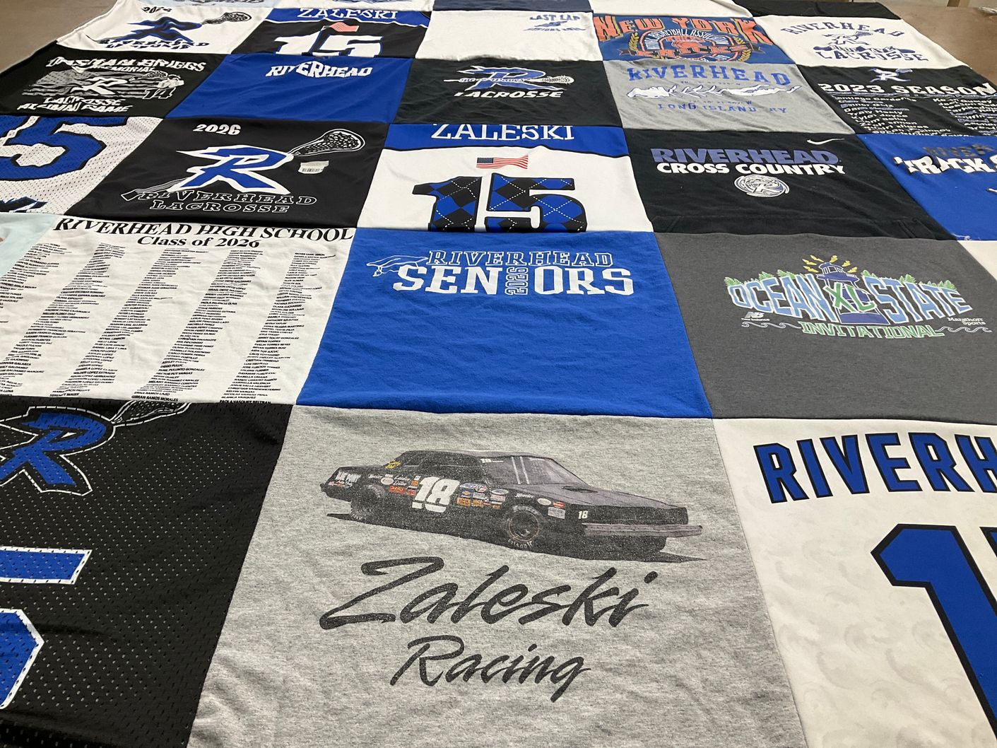 T-shirt quilt from riverhead high school by Pina from NY