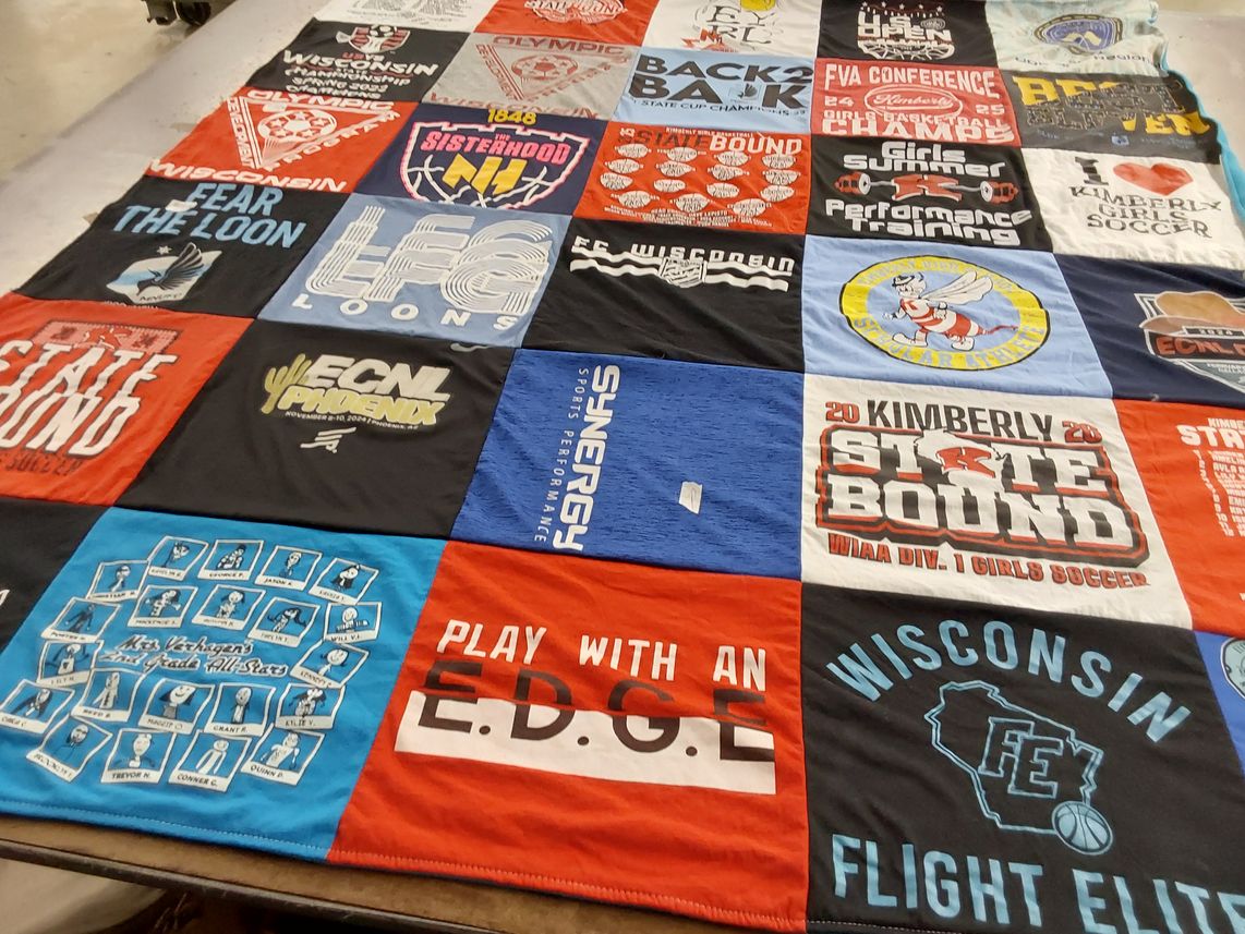T-shirt quilt from kimberly high school, wisconsin university by Tammy from MN