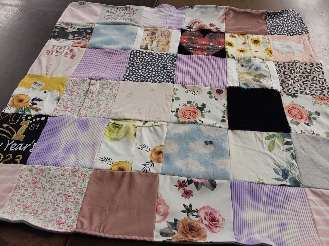 T-shirt quilt with crafting, sewing themes by Emily from NY