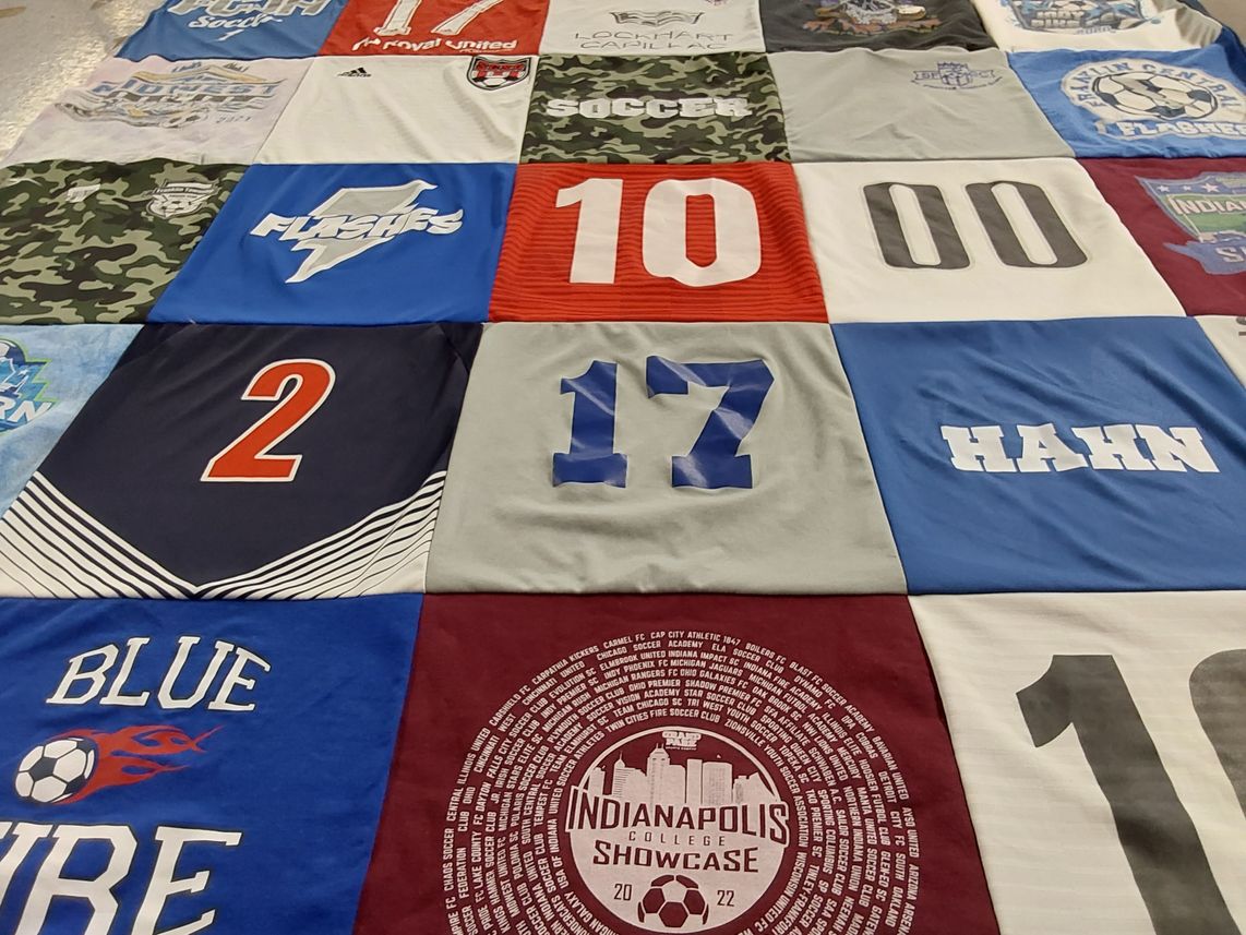 T-shirt quilt featuring flashes team by Crystal from IN