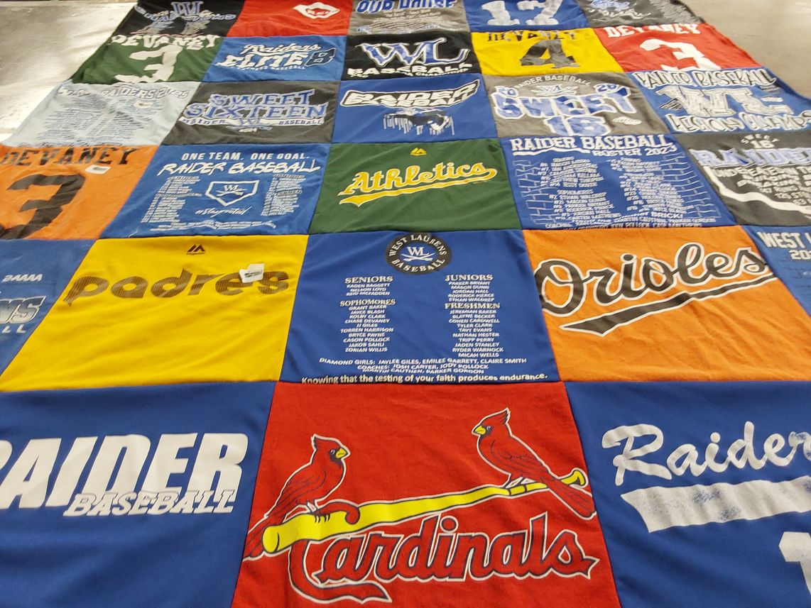 T-shirt quilt featuring raider baseball by QEC PEST from GA