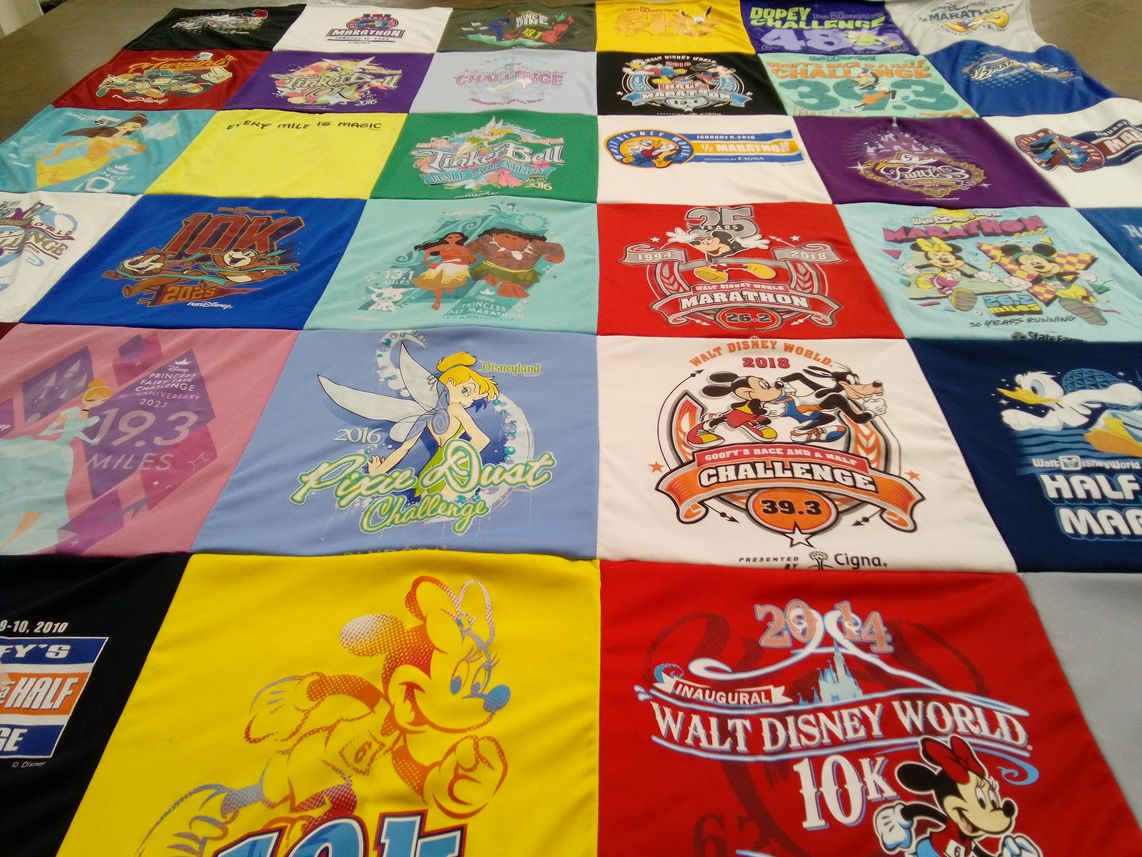 T-shirt quilt with disney, running themes by Amanda from NC