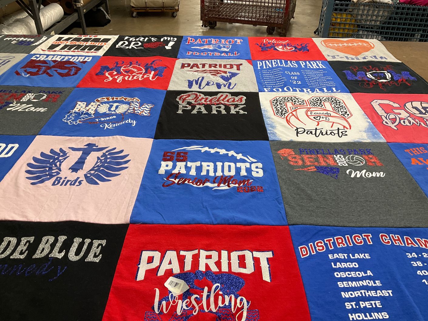 T-shirt quilt featuring pinellas park patriots football team by Heather from FL
